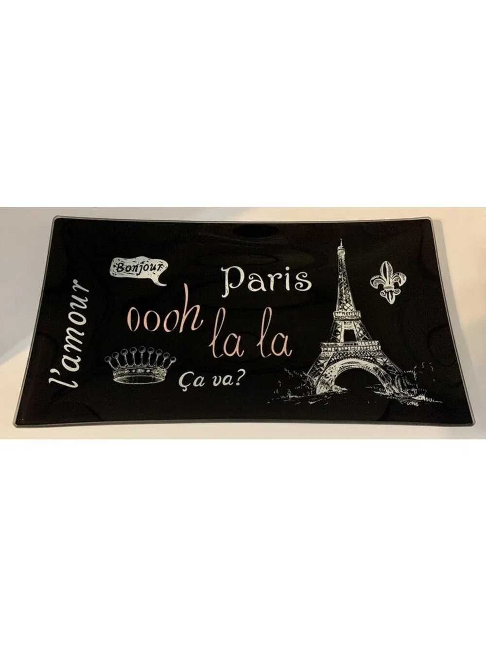 F.A.B StarPoint l’amour Paris Glass Trinket Tray NEW IN BOX JEWELRY KEYS 🎁